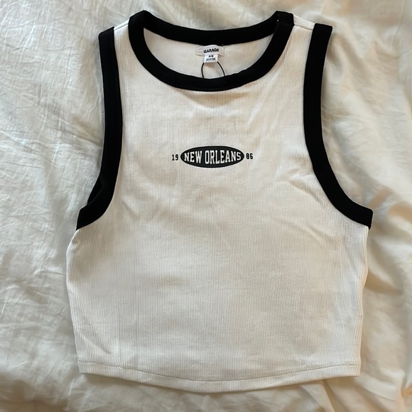 Garage Tops - Garage - white new orleans cropped muscle tank